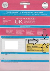 Where to locate your V5C logbook document reference number